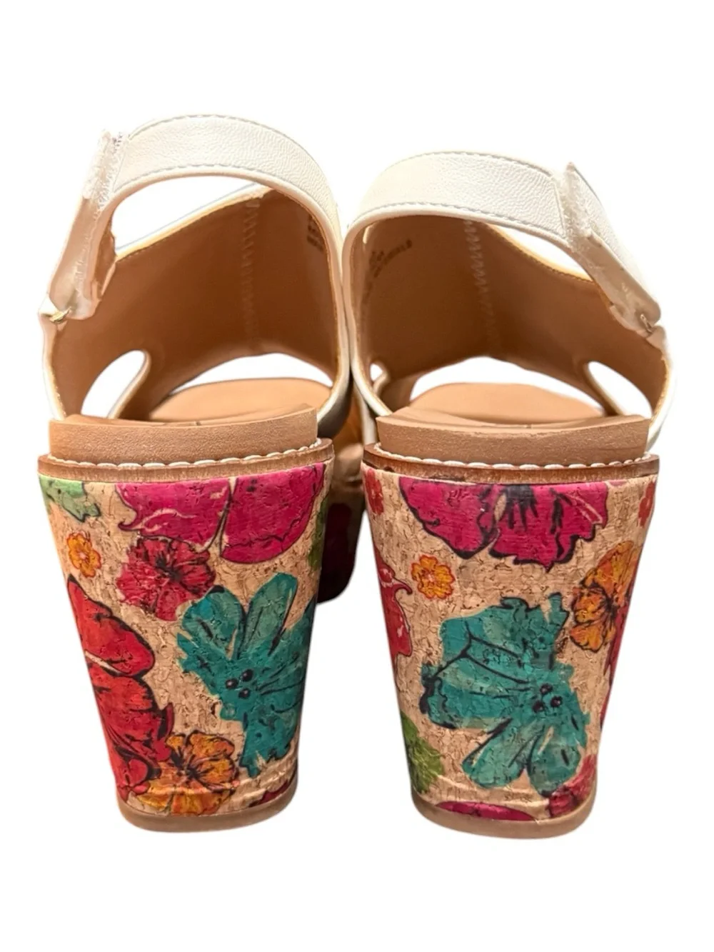 Corkys Freddy White Floral Cork Platform Sandals Size 10 NIB